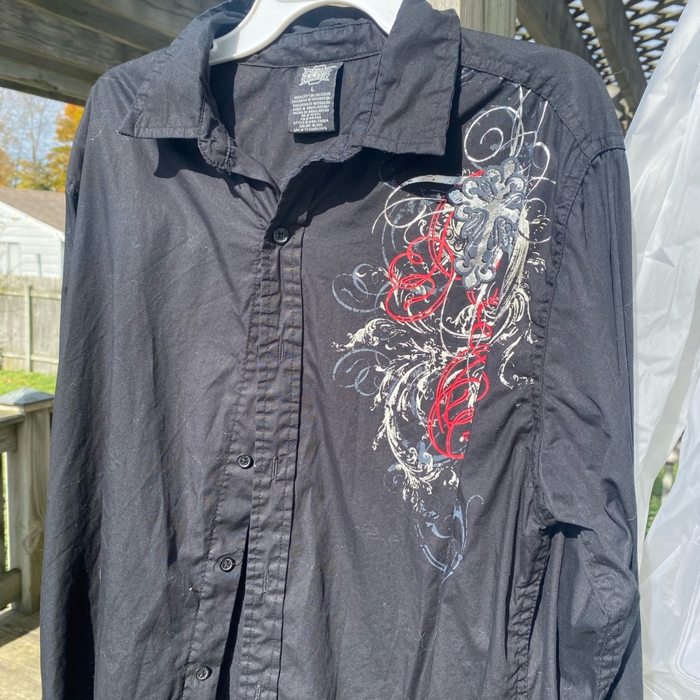 Y2K Mall Goth Style Cross Elite MMA Button Up Shirt